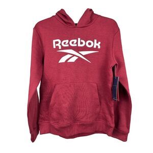 Reebok Youth Unisex Hoodie Red Pullover Sweatshirt with Logo – Size L (14/16)